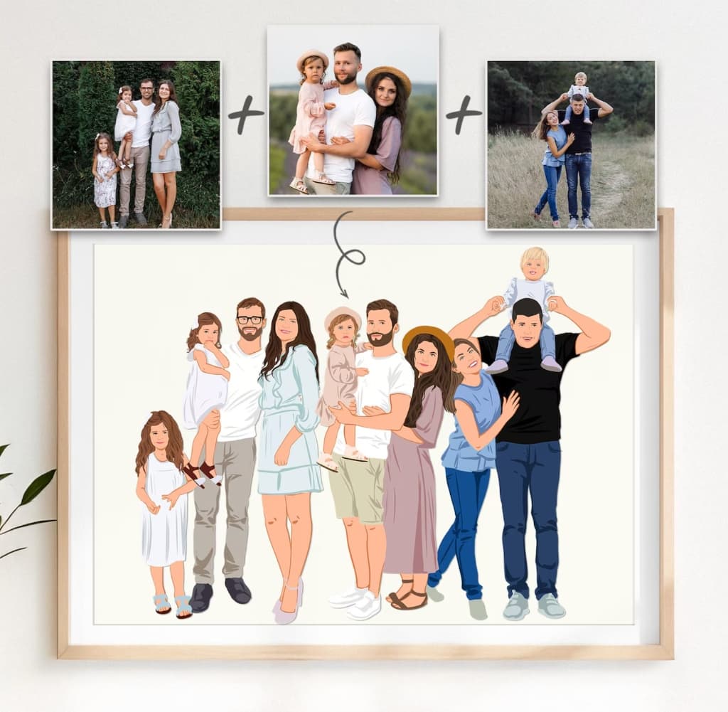 Reencontro suave em aquarela criado a partir de duas fotos